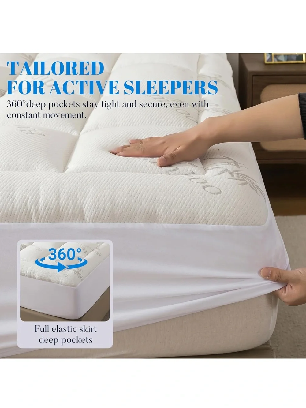 100% waterproof queen size mattress topper viscose made from bamboo pillow